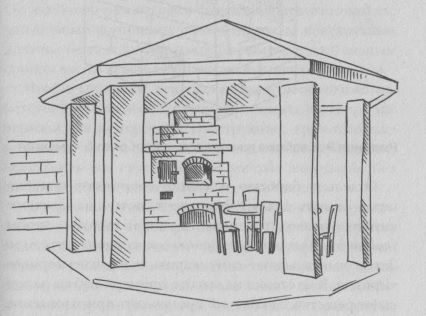 Беседка и огороженный очаг